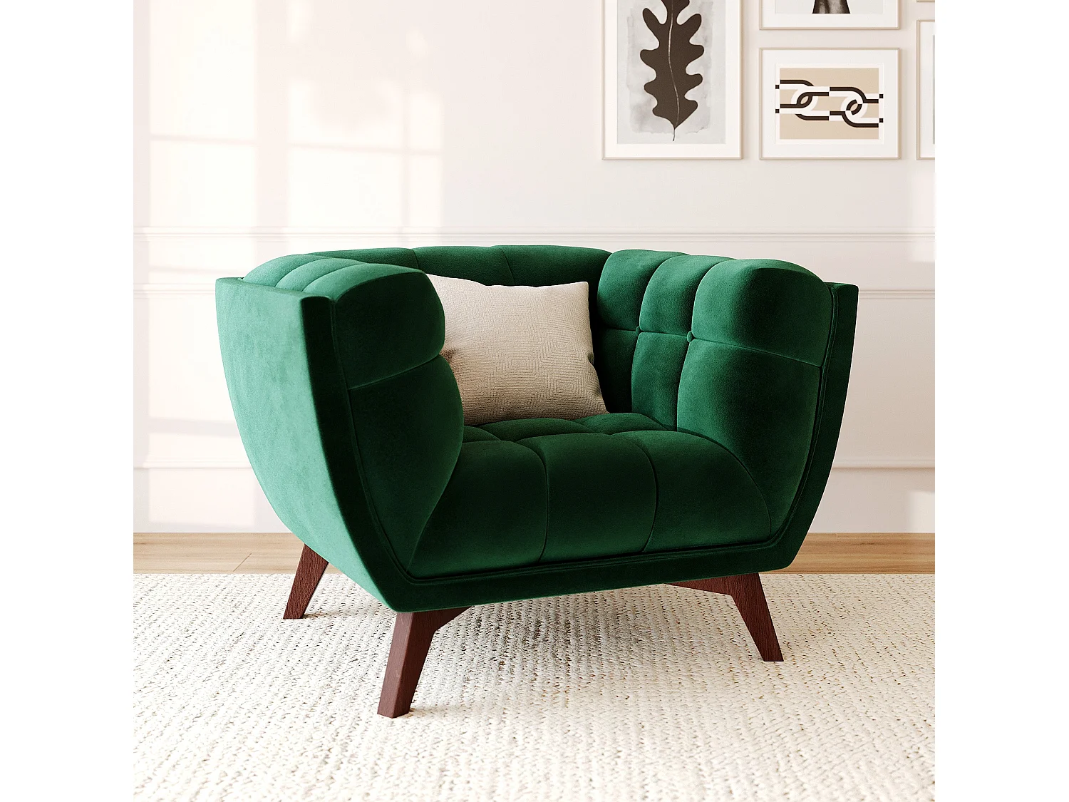 Fauteuil en velours vert foncé - Mona