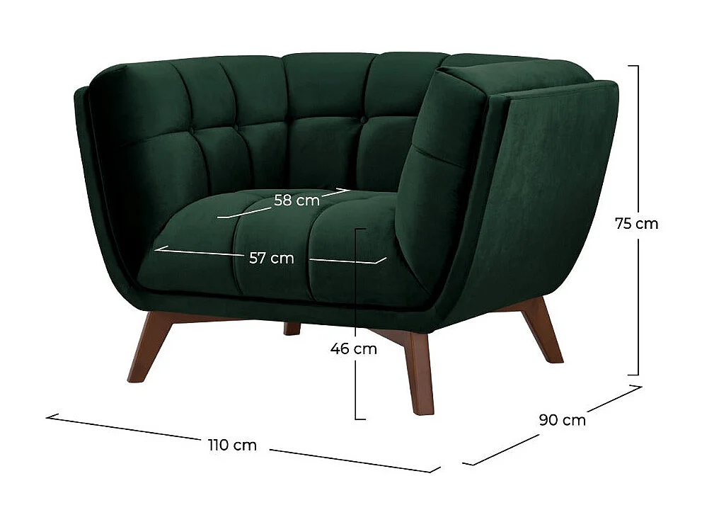 Fauteuil en velours vert foncé - Mona