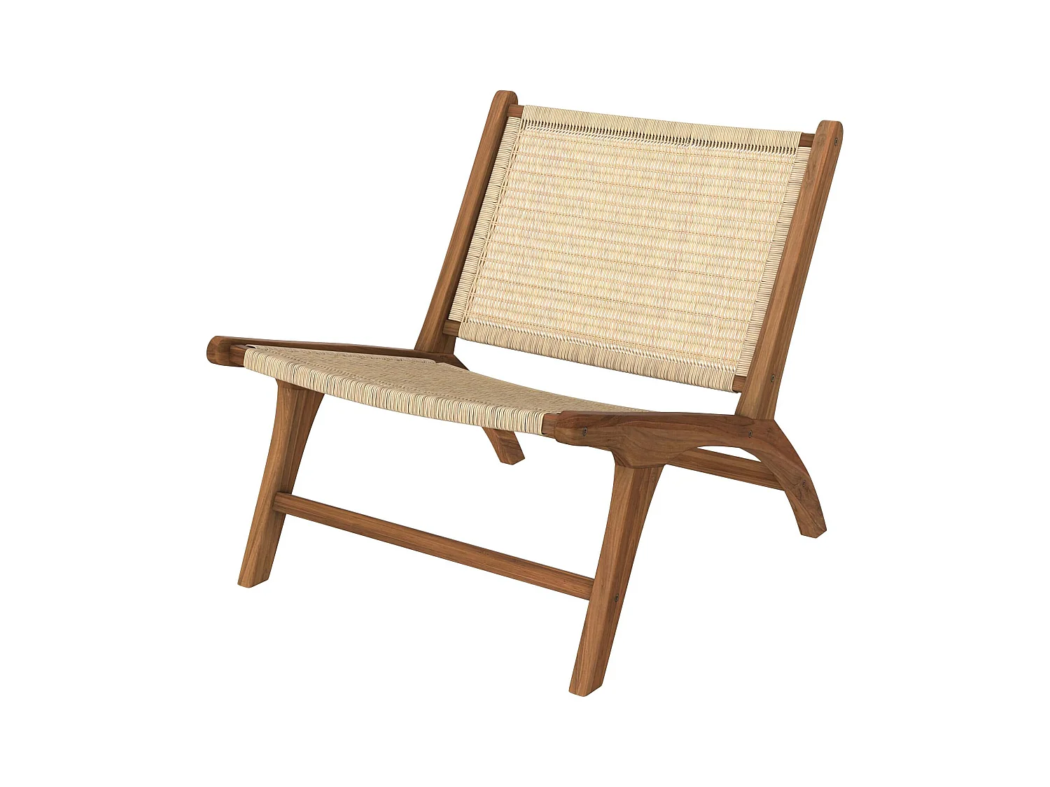 Fauteuil en bois de teck et tressage vannerie en rotin - Kilka
