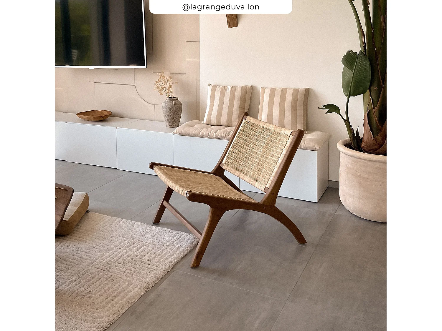 Fauteuil en bois de teck et tressage vannerie en rotin - Kilka