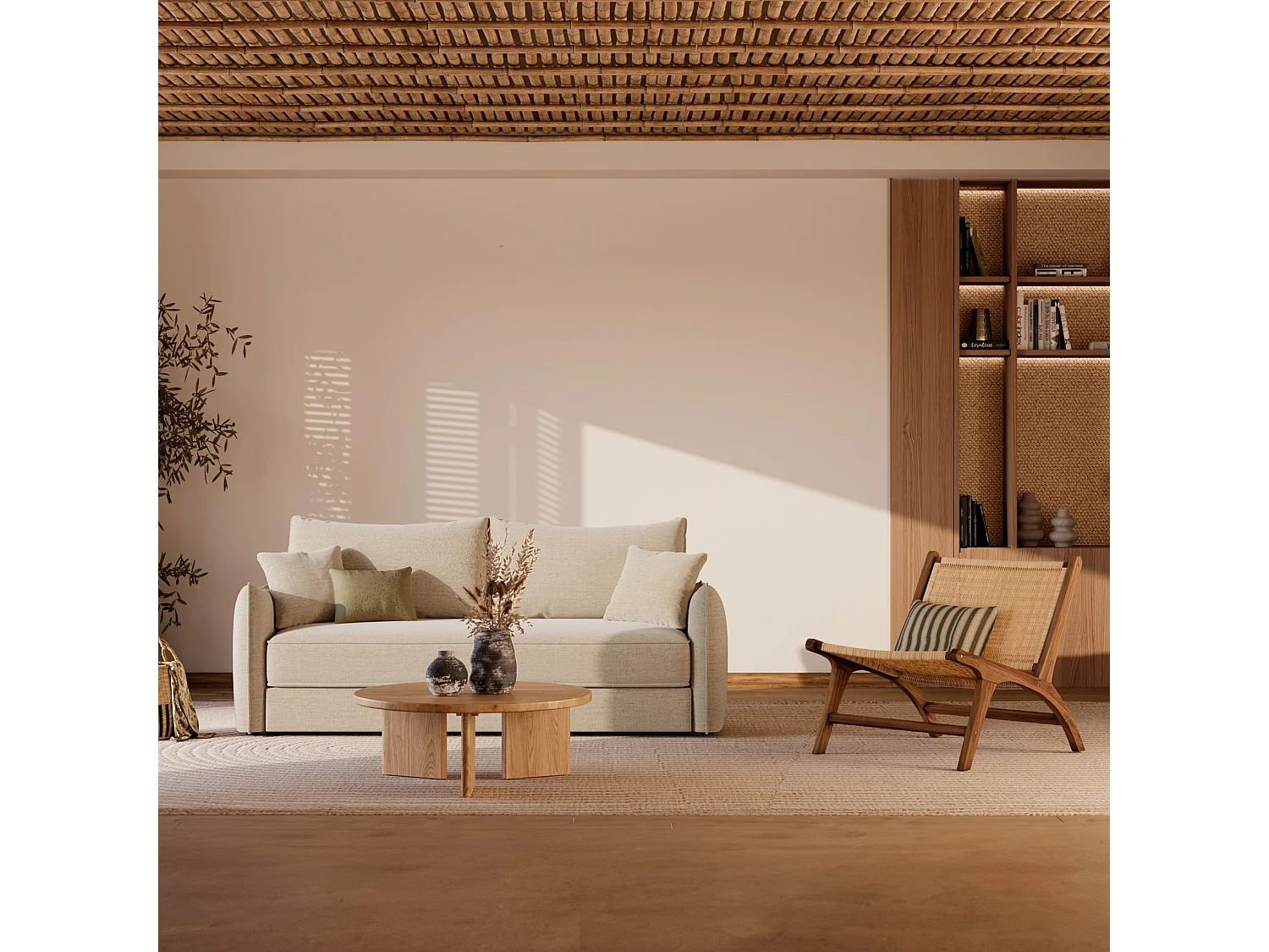 Sillón de madera de teca y ratán natural - Kilka