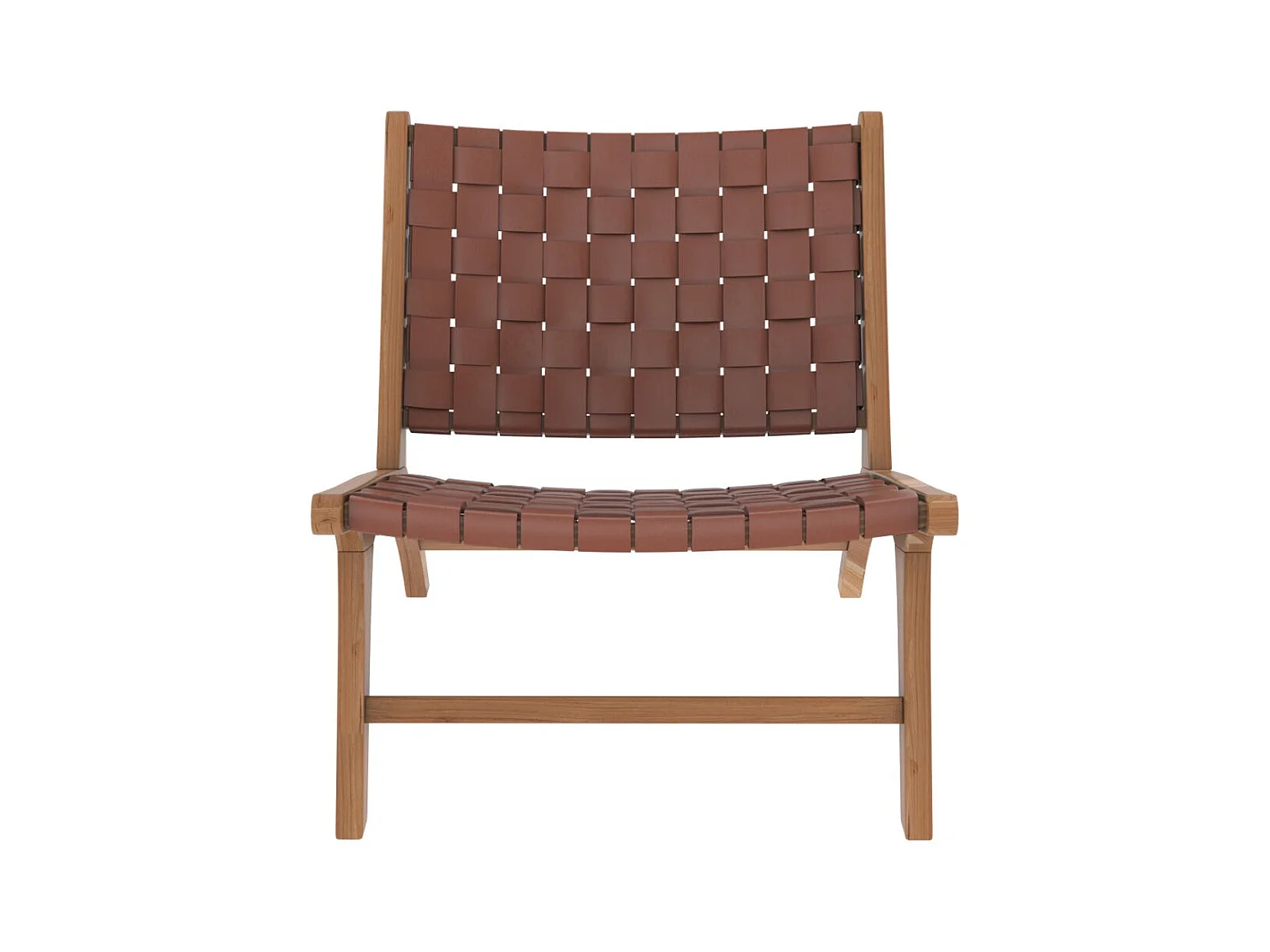 Sillón de teca y cuero tejido marrón - Kuna