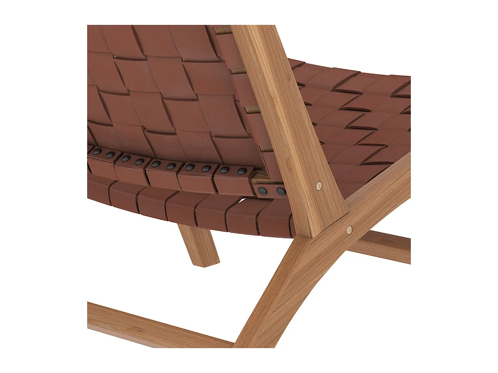 Sillón de teca y cuero tejido marrón - Kuna