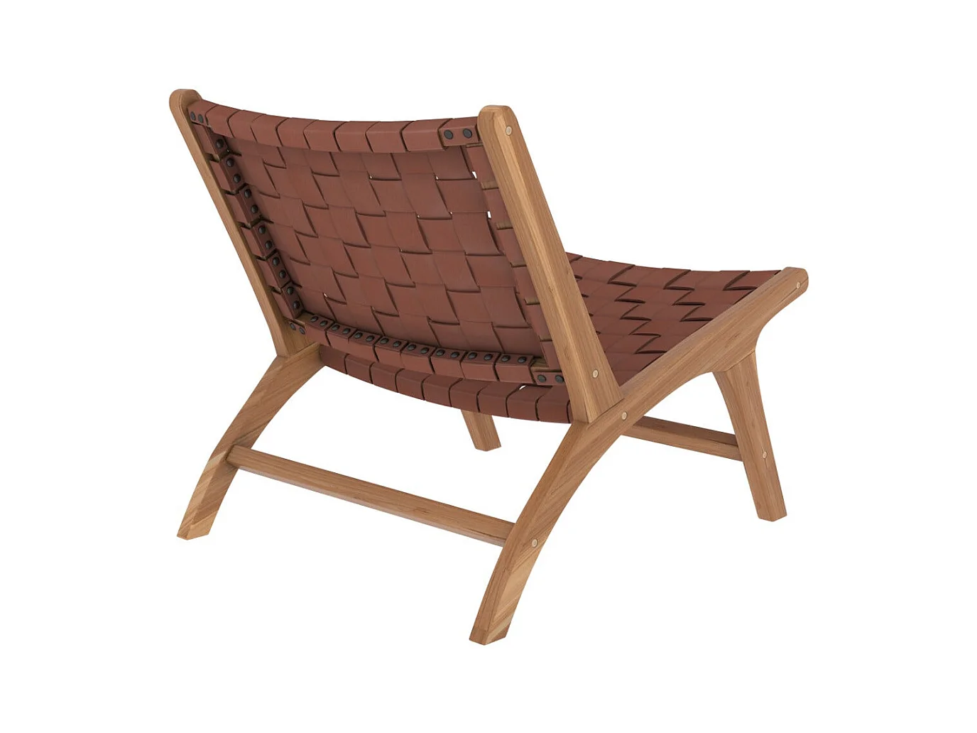 Sillón de teca y cuero tejido marrón - Kuna