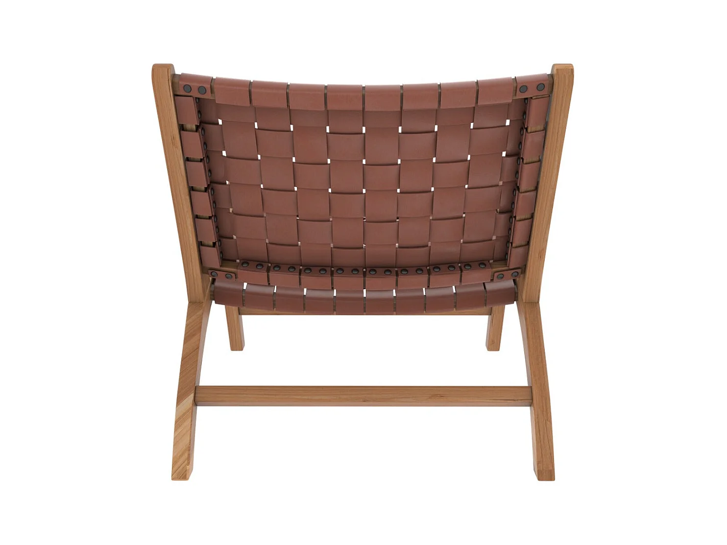 Sillón de teca y cuero tejido marrón - Kuna