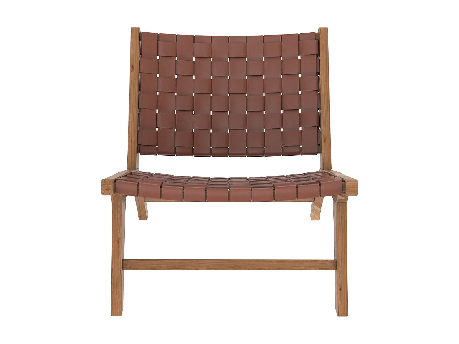 Sillón de teca y cuero tejido marrón - Kuna