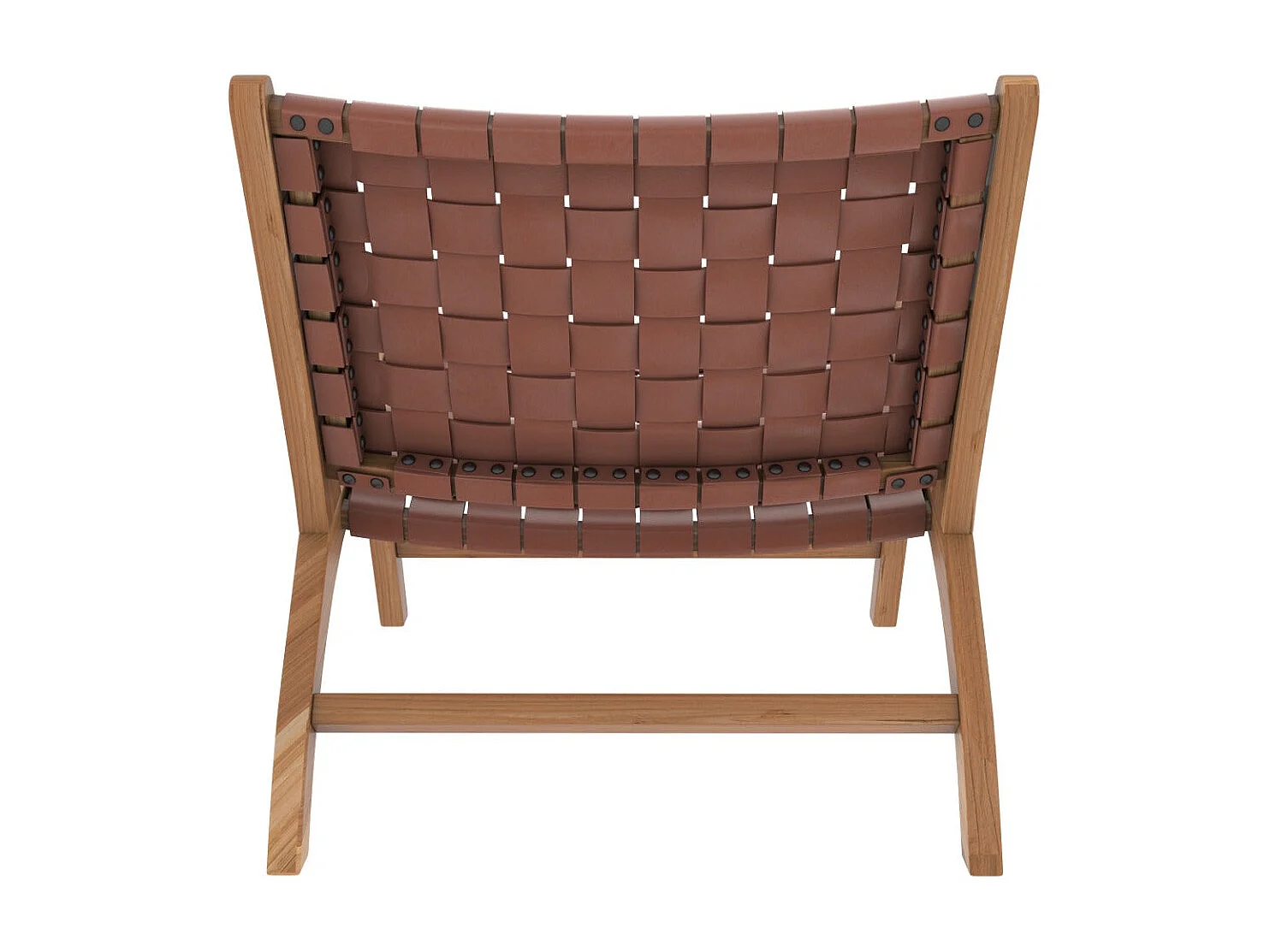 Sillón de teca y cuero tejido marrón - Kuna