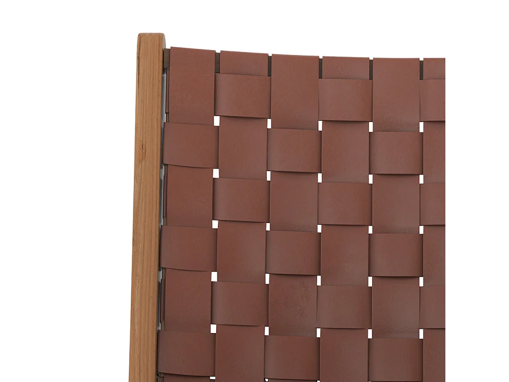 Fauteuil en teck et cuir tressé marron - Kuna