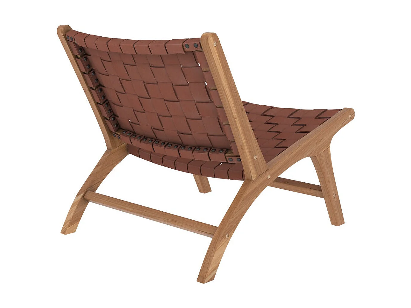 Fauteuil en teck et cuir tressé marron - Kuna