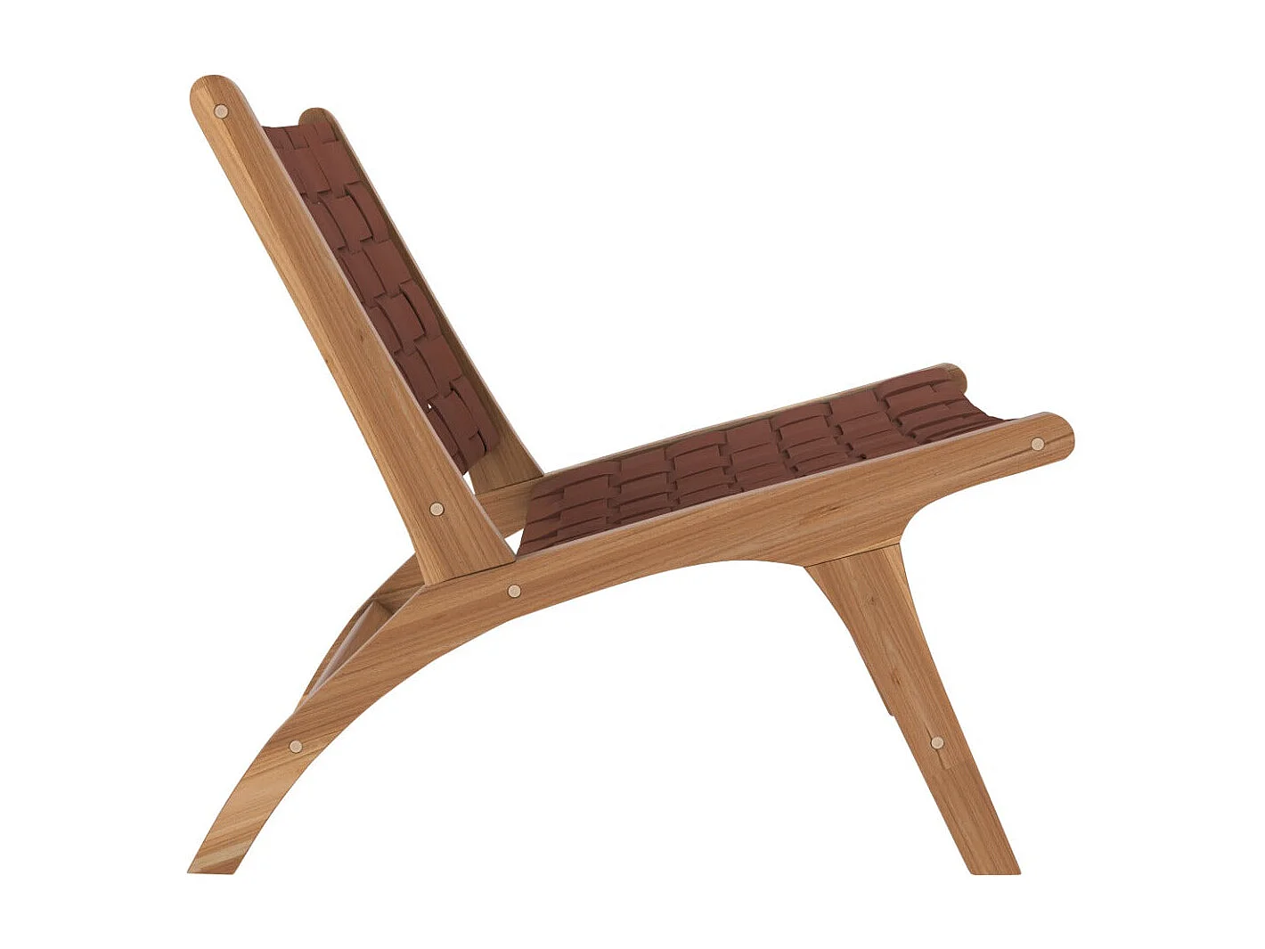 Fauteuil en teck et cuir tressé marron - Kuna