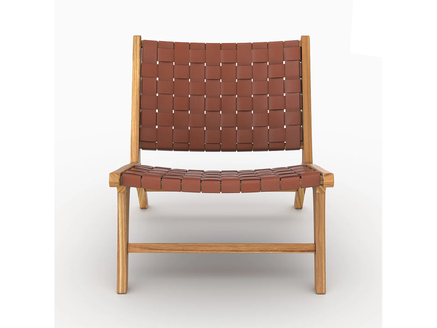 Fauteuil en teck et cuir tressé marron - Kuna