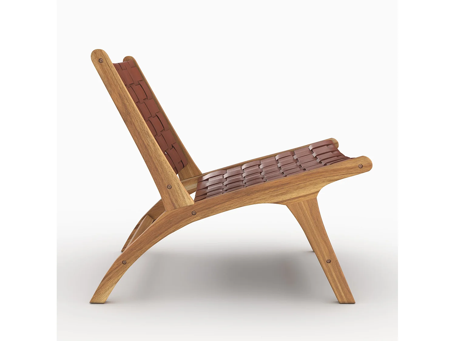 Fauteuil en teck et cuir tressé marron - Kuna