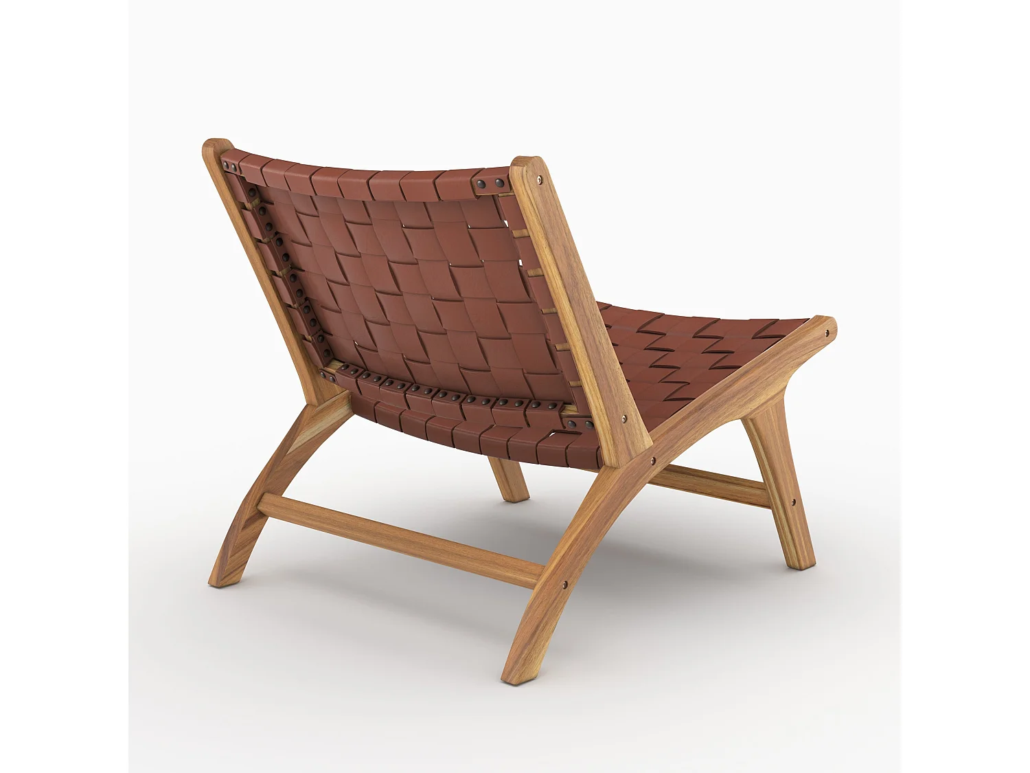 Fauteuil en teck et cuir tressé marron - Kuna
