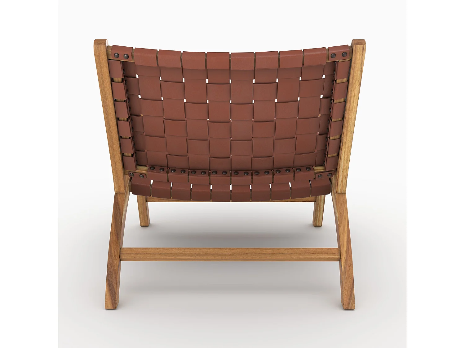 Fauteuil en teck et cuir tressé marron - Kuna
