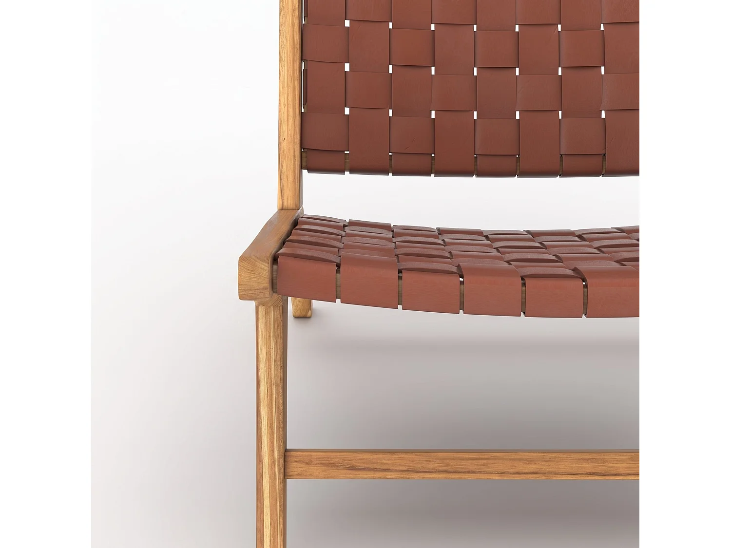Fauteuil en teck et cuir tressé marron - Kuna