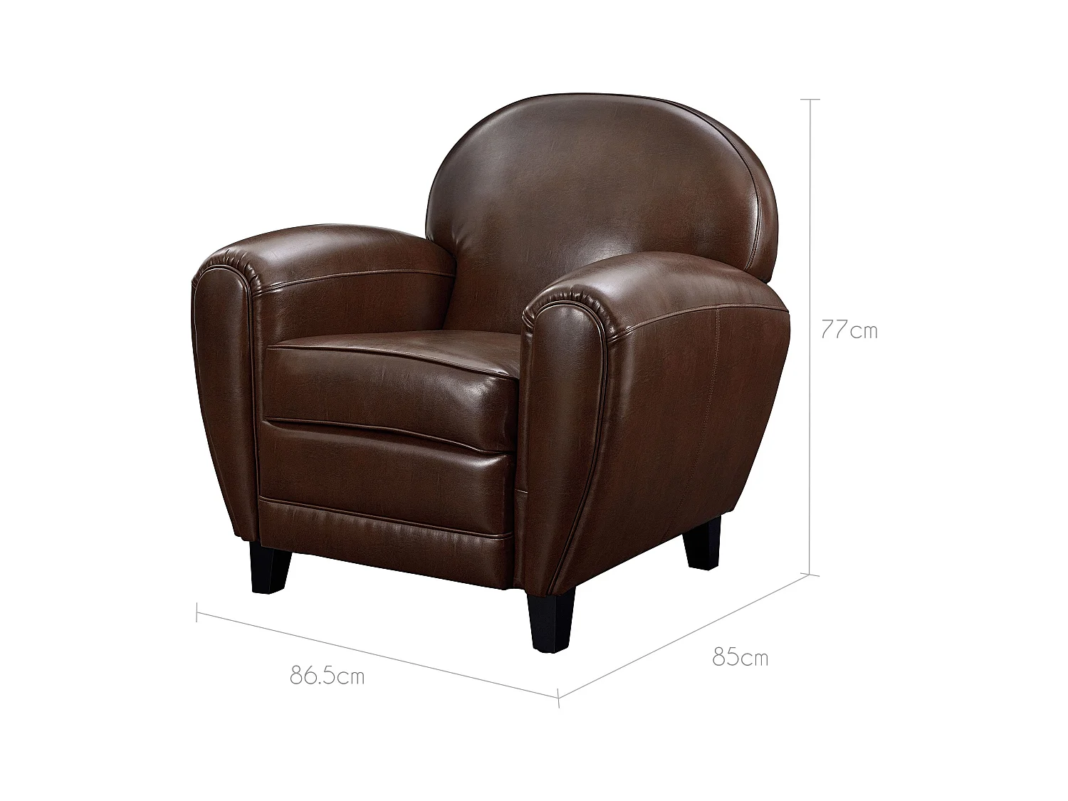 Sillón marrón de cuero recubierto - Club