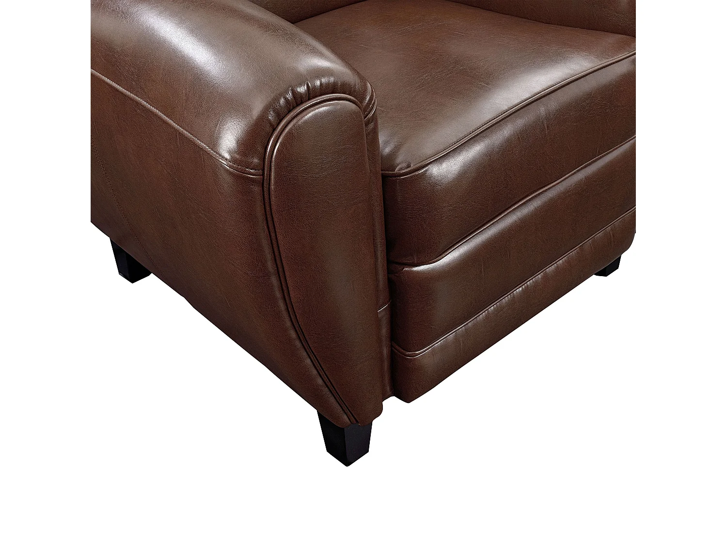 Fauteuil marron en croute de cuir enduite - Club