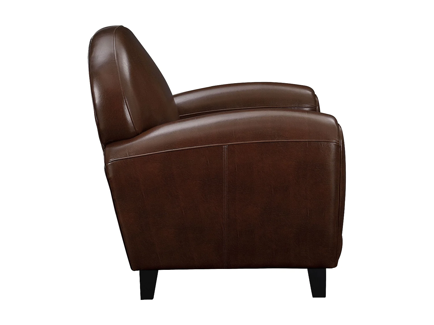 Fauteuil marron en croute de cuir enduite - Club