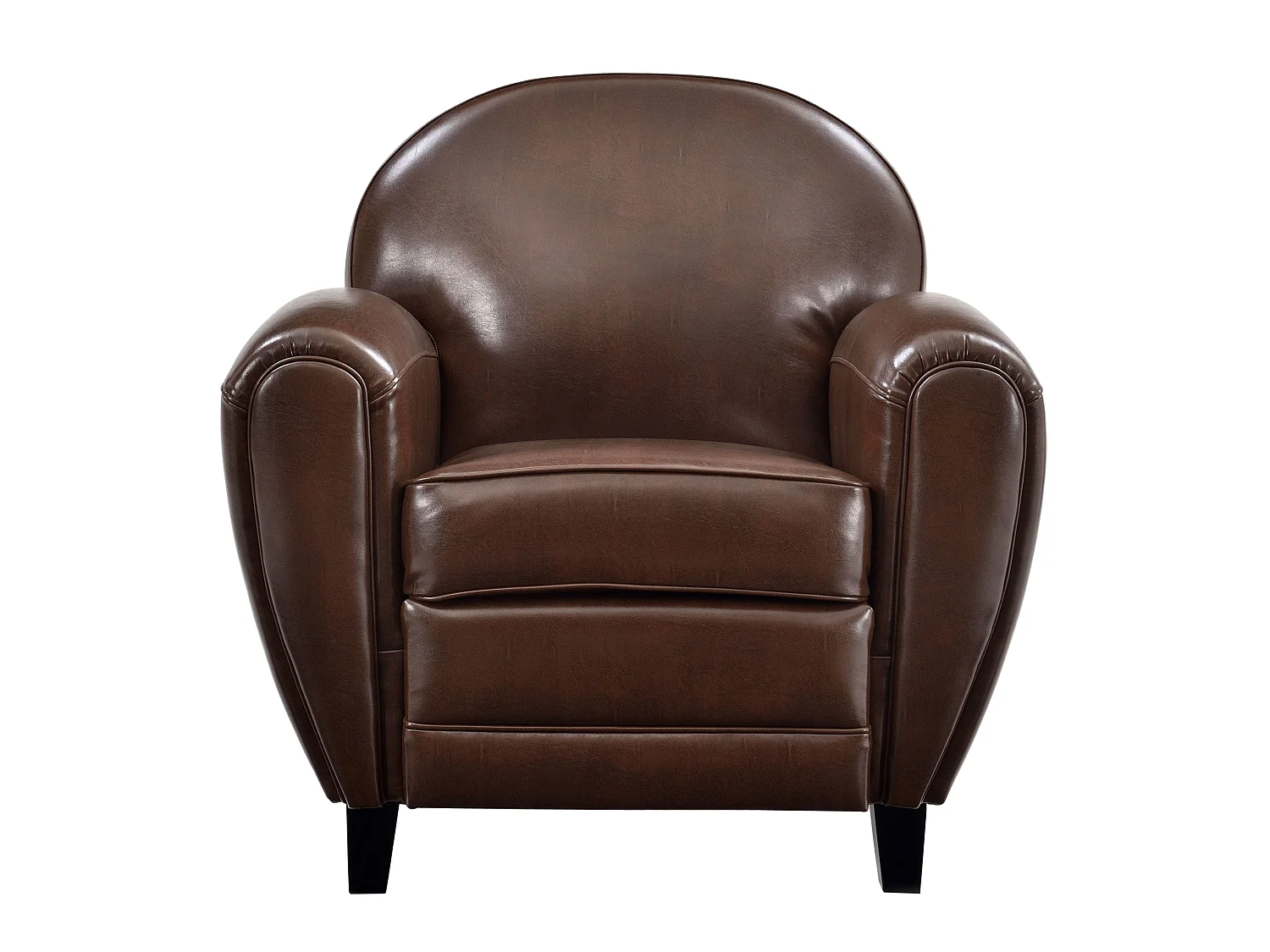 Fauteuil marron en croûte de cuir enduite - Club