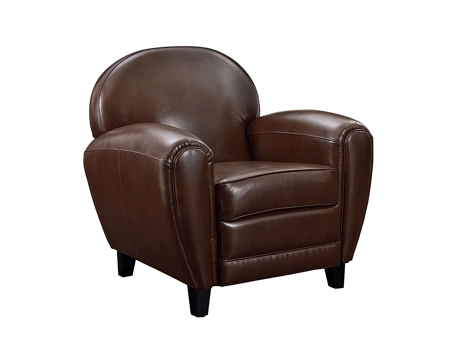 Fauteuil marron en croûte de cuir enduite - Club