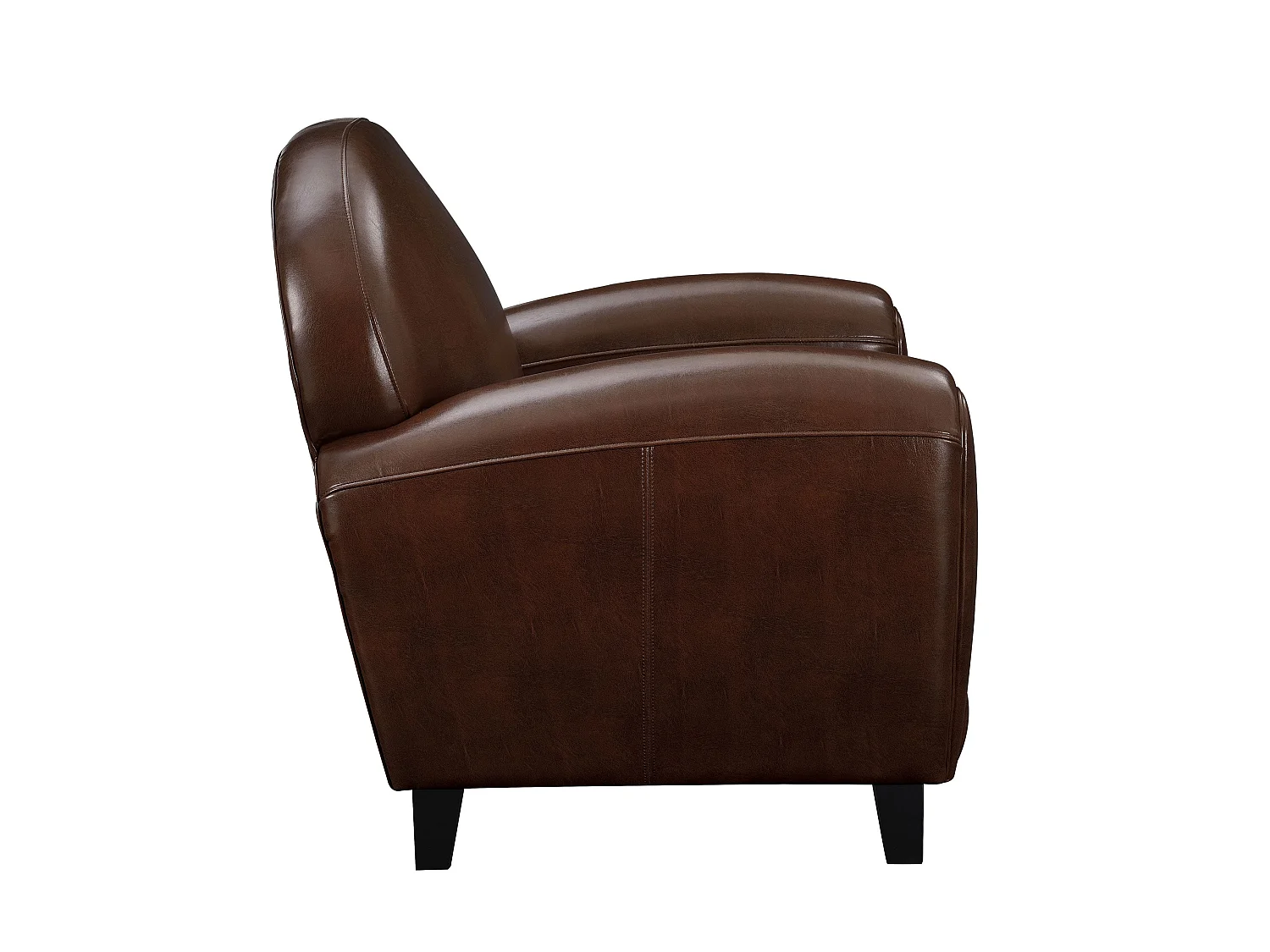 Fauteuil marron en croûte de cuir enduite - Club