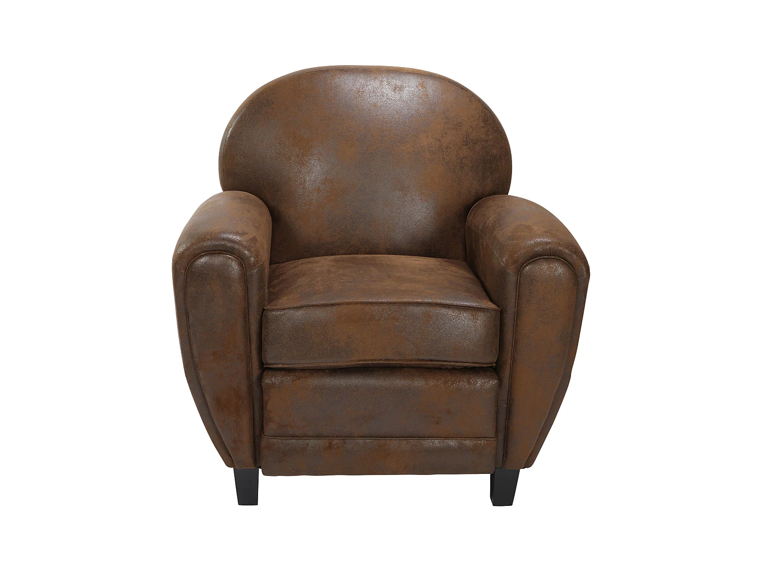 Fauteuil marron vieilli en microfibre - Club