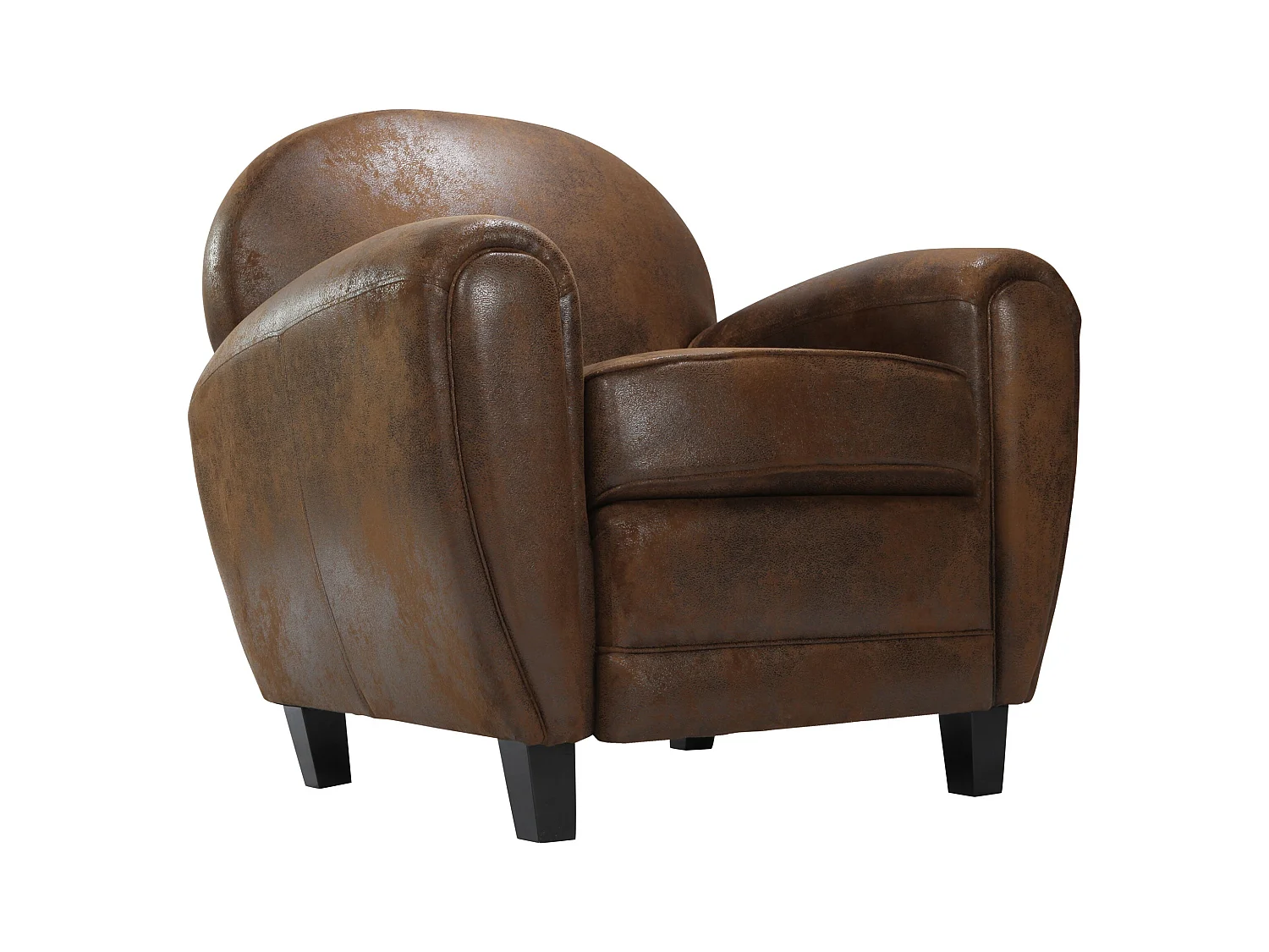 Fauteuil marron vieilli en microfibre - Club