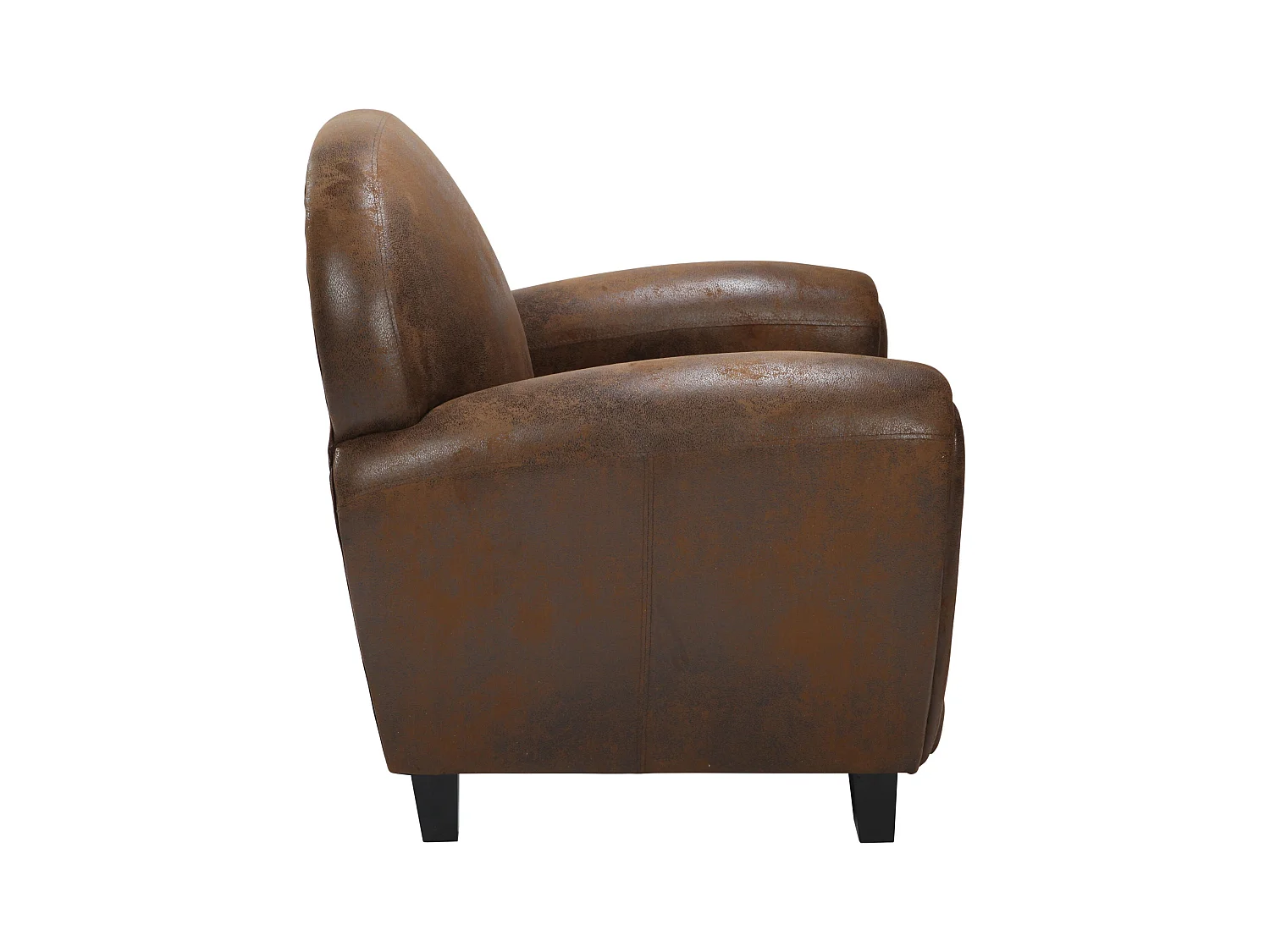 Fauteuil marron vieilli en microfibre - Club