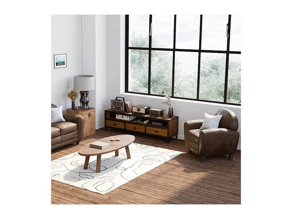 Fauteuil marron vieilli en microfibre - Club