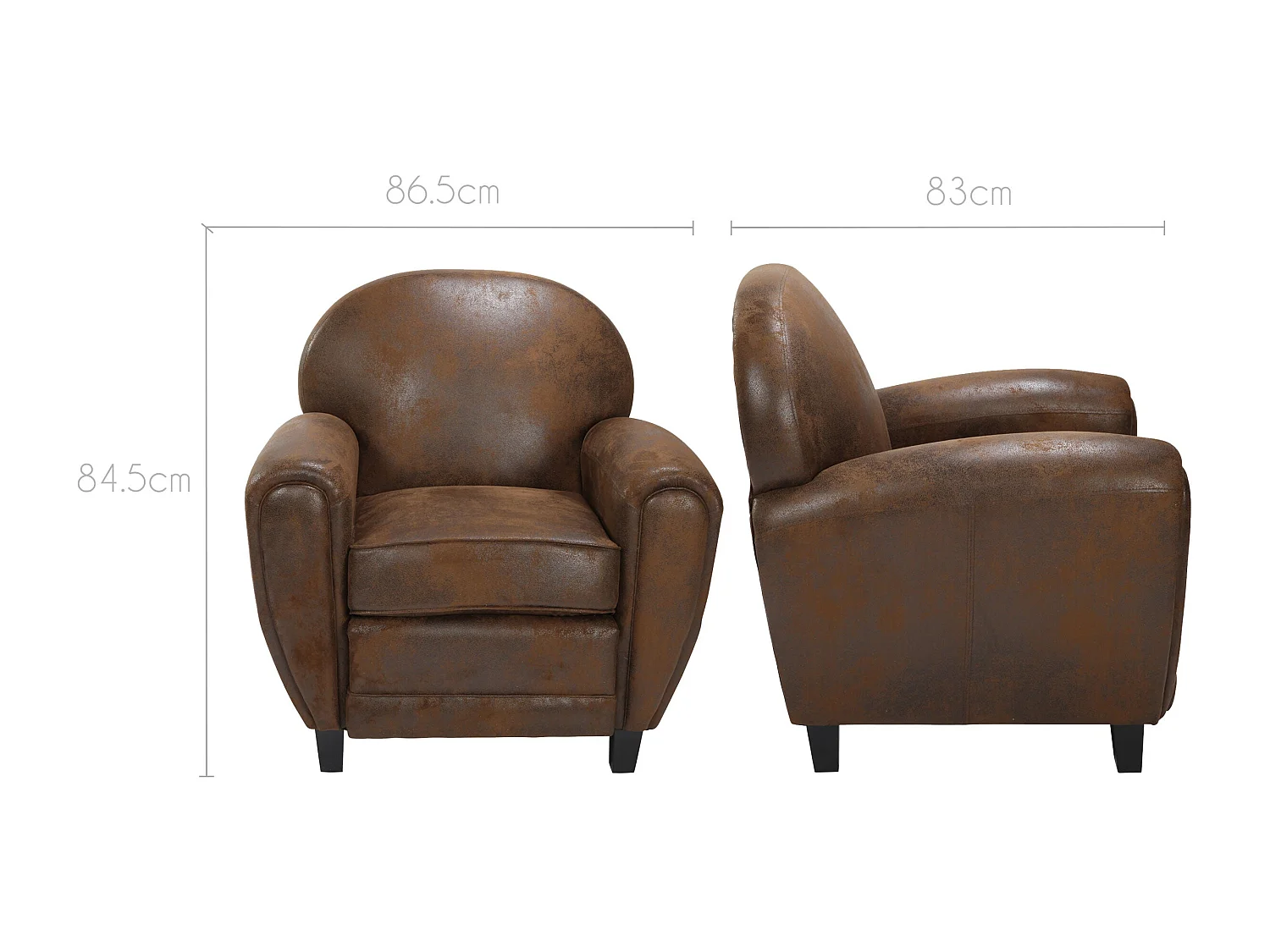 Poltrona in microfibra marrone antico - Club