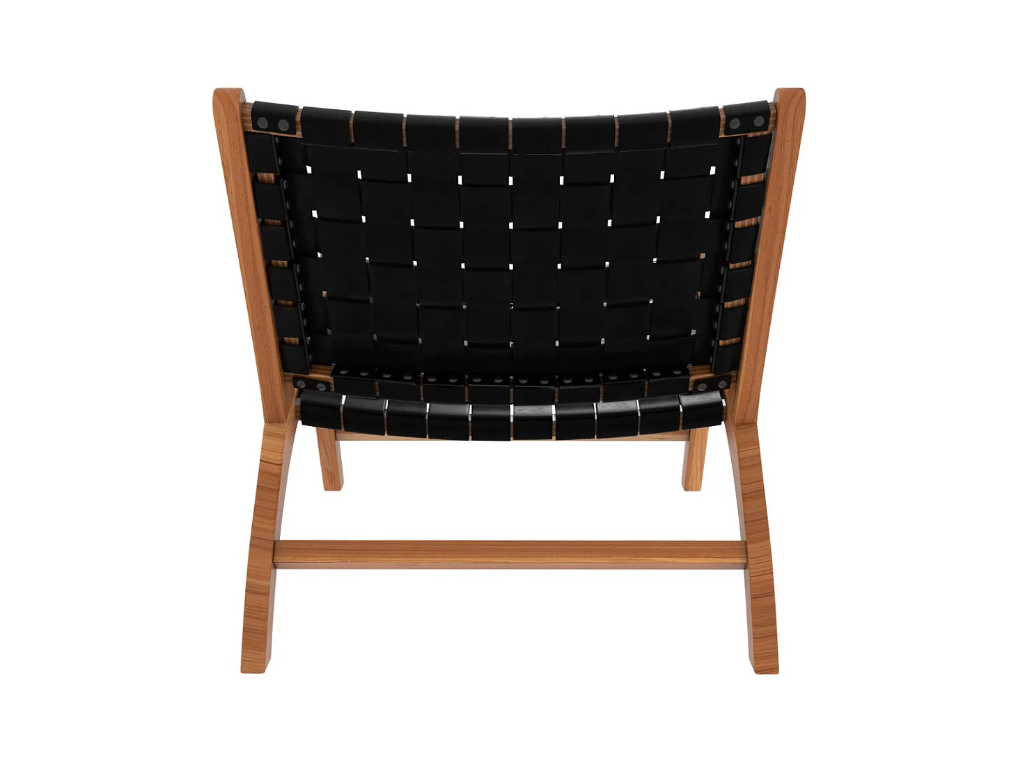 Poltrona in teak e pelle  intrecciata nera - Kuna