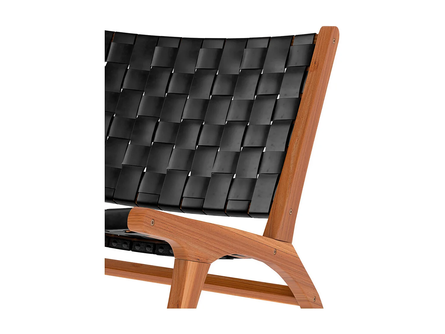 Sillón de teca y cuero tejido negro - Kuna