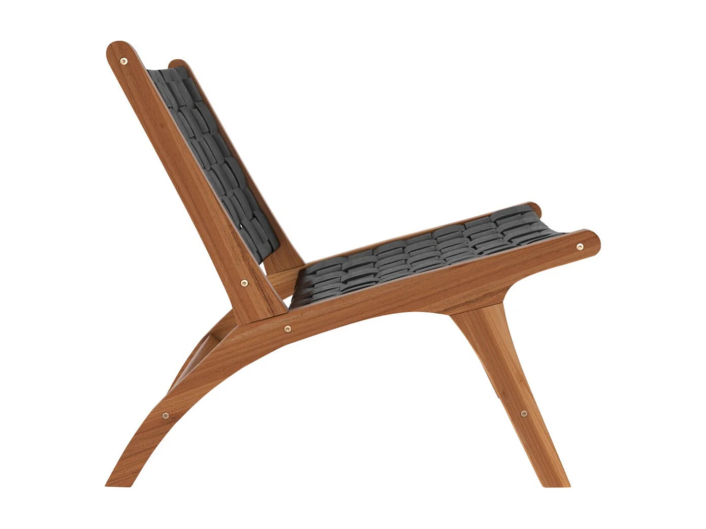 Sillón de teca y cuero tejido negro - Kuna