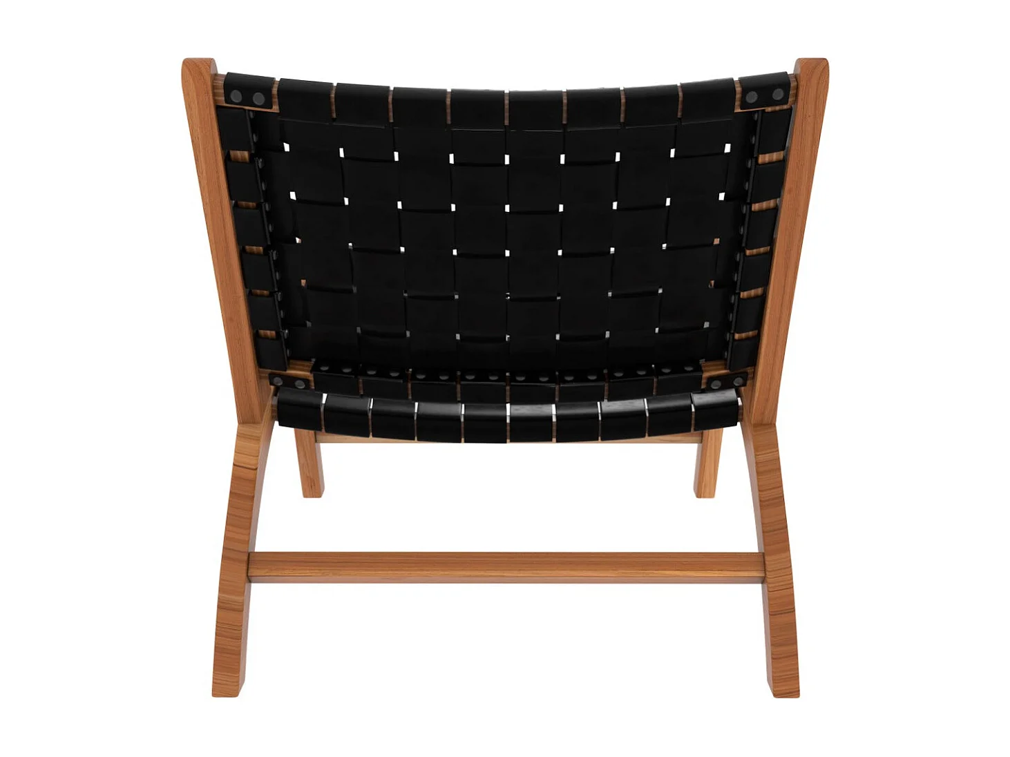 Sillón de teca y cuero tejido negro - Kuna