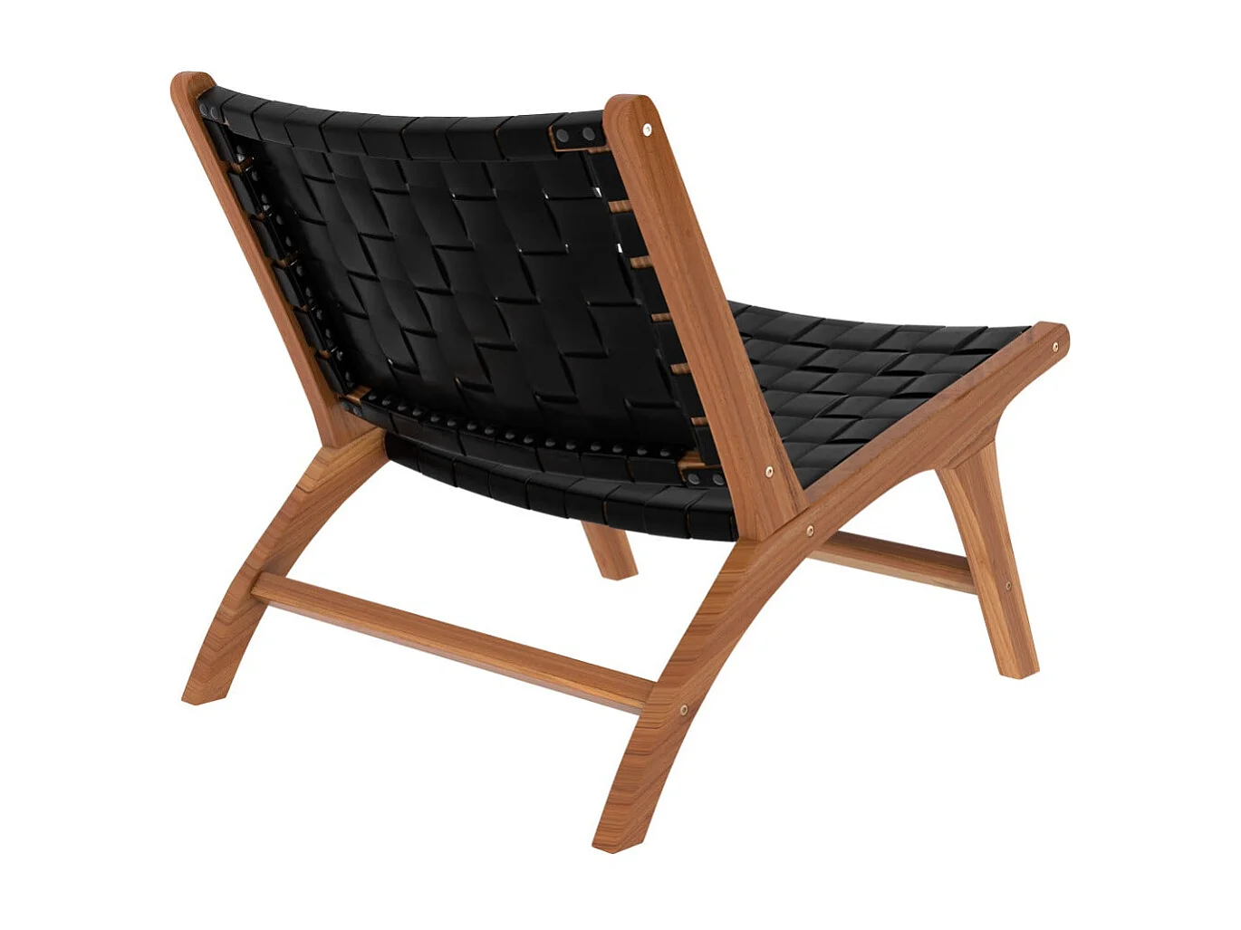 Sillón de teca y cuero tejido negro - Kuna