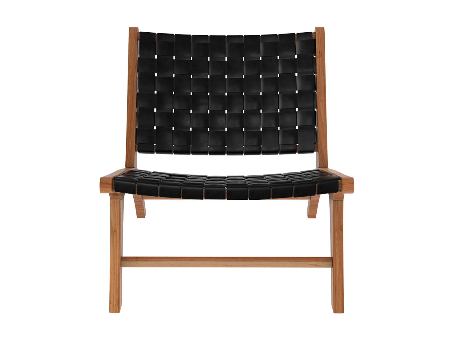 Sillón de teca y cuero tejido negro - Kuna
