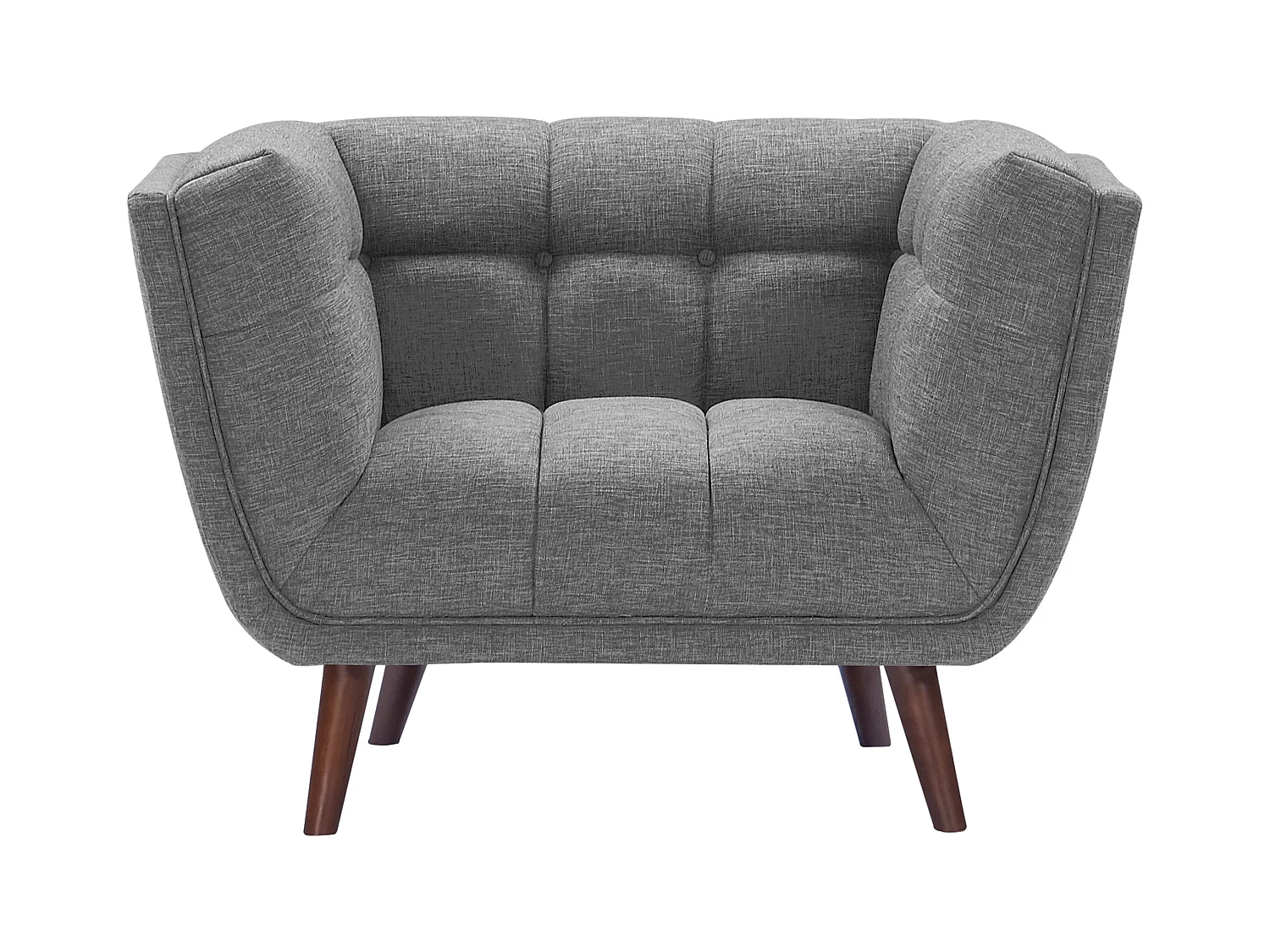 Fauteuil capitonné en tissu gris - Carmen