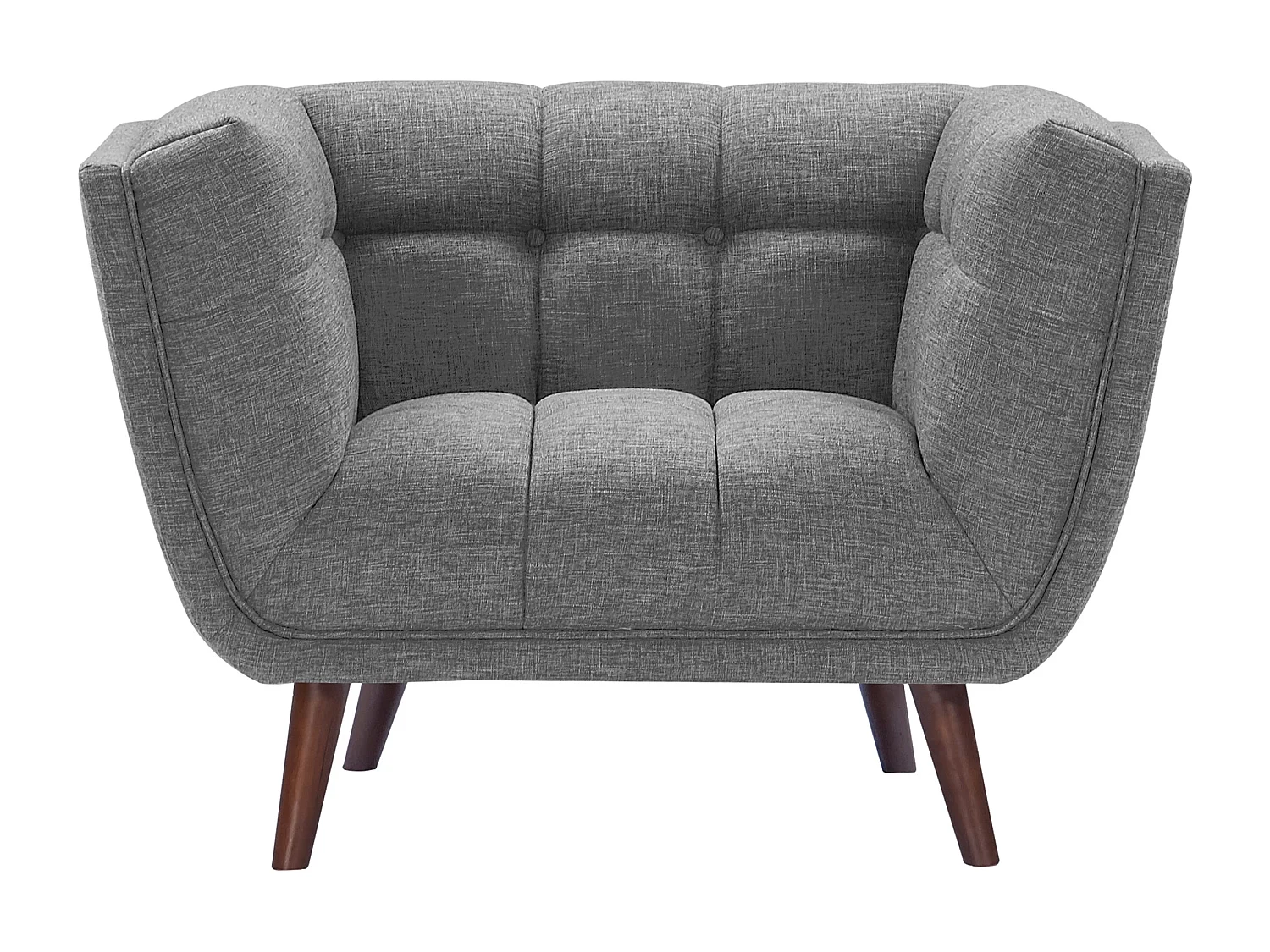 Fauteuil capitonné en tissu gris - Carmen