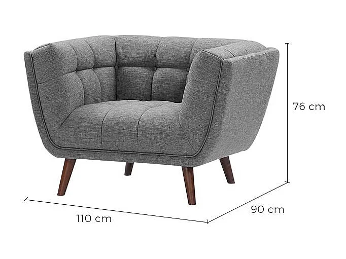 Sillón tapizado en tela gris - Carmen