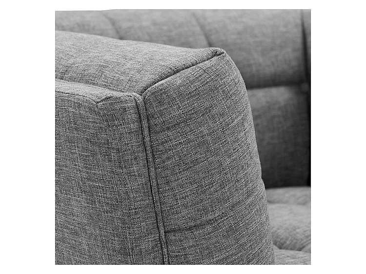 Fauteuil capitonné en tissu gris - Carmen