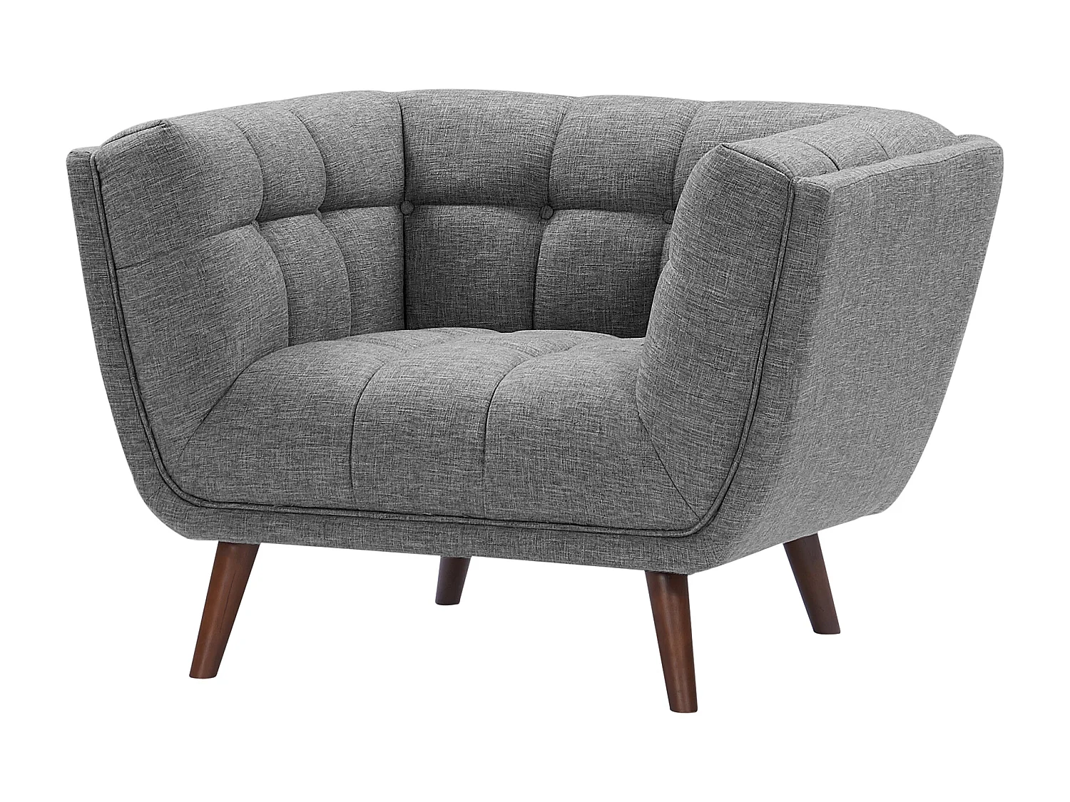 Fauteuil capitonné en tissu gris - Carmen