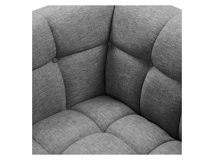 Fauteuil capitonné en tissu gris - Carmen