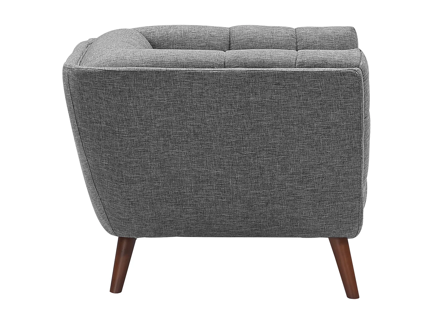 Fauteuil capitonné en tissu gris - Carmen
