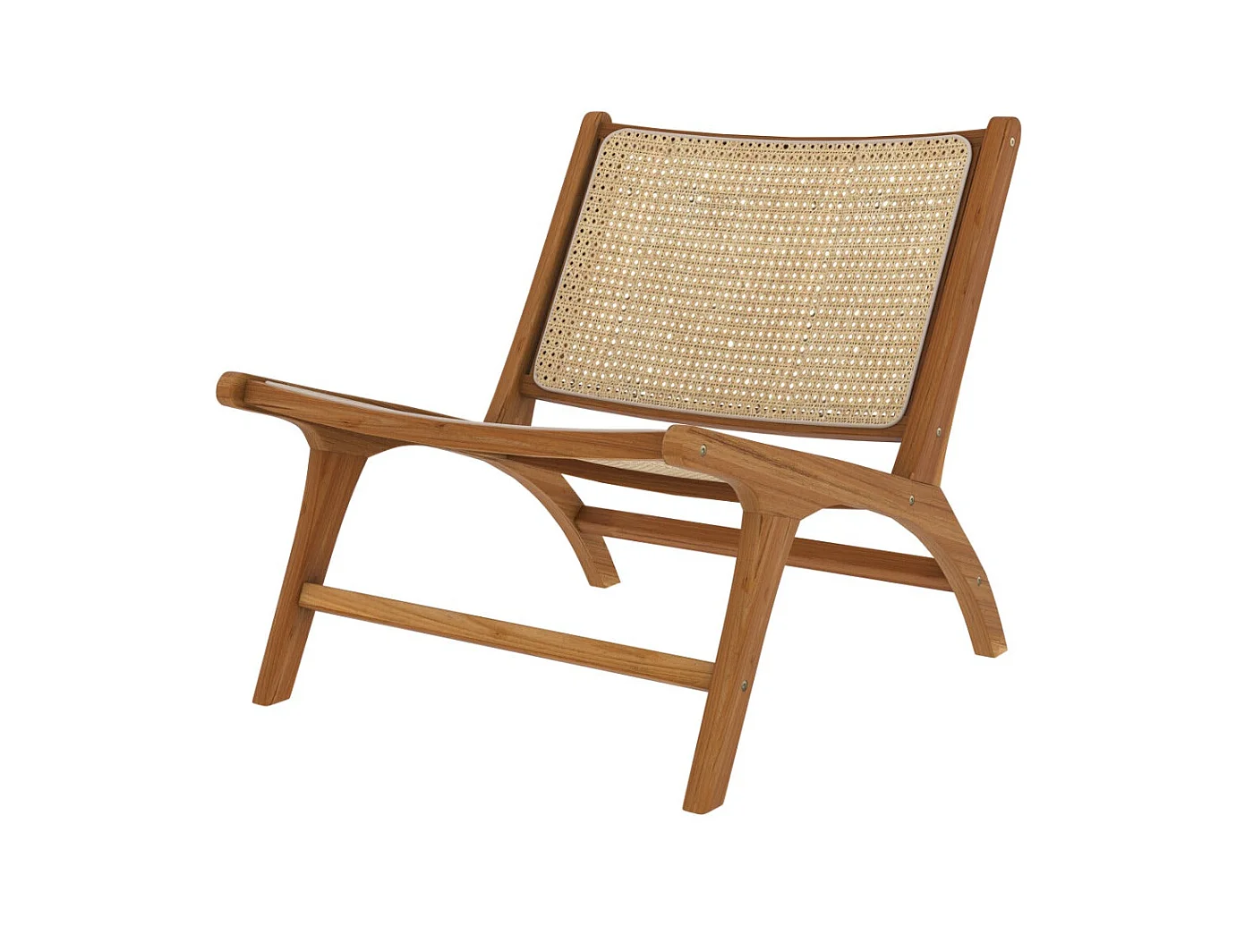 Fauteuil en teck et tressage cannage en rotin - Kilka