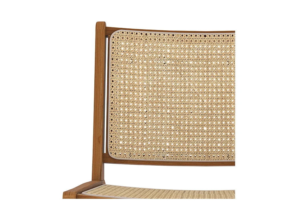 Fauteuil en teck et tressage cannage en rotin - Kilka