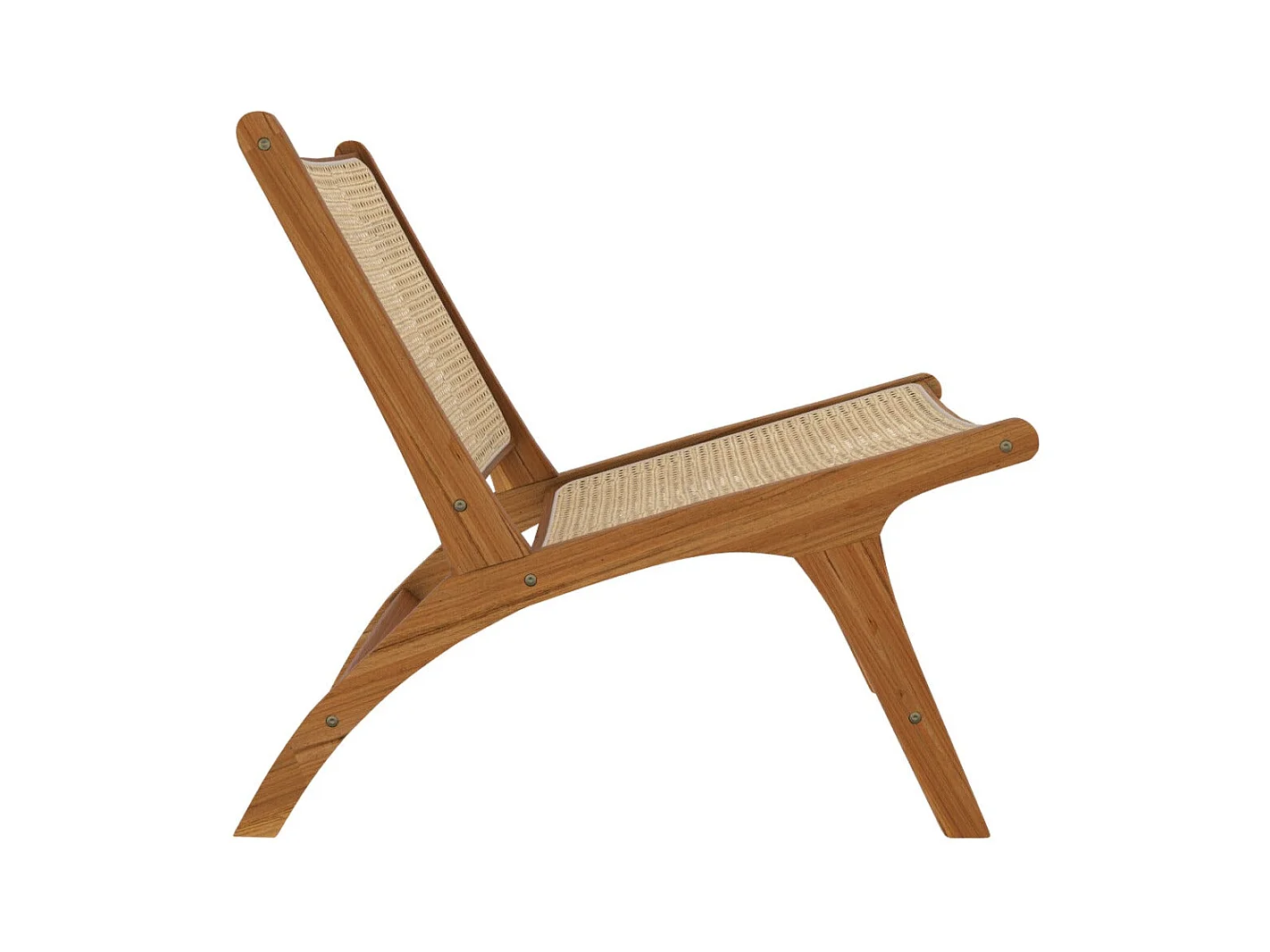 Fauteuil en teck et tressage cannage en rotin - Kilka