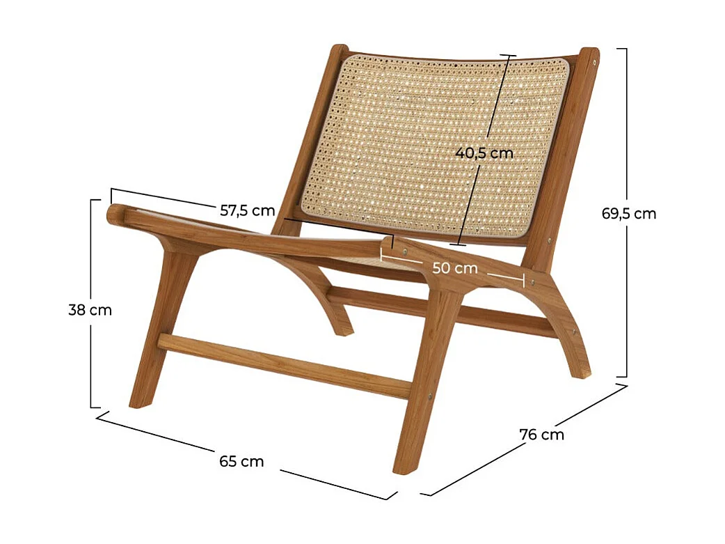 Sillón de teca y ratán natural - Kilka