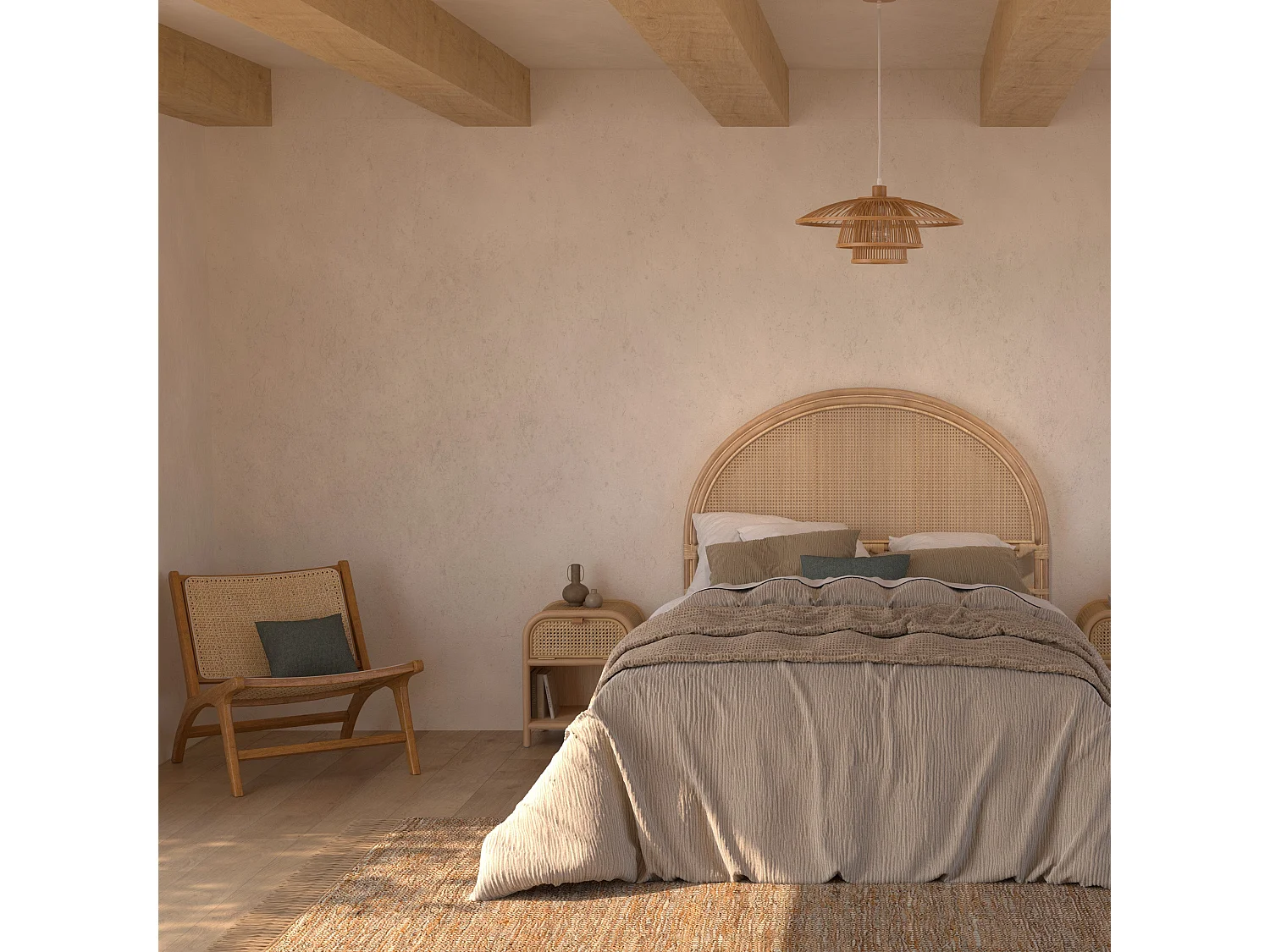 Sillón de teca y ratán natural - Kilka