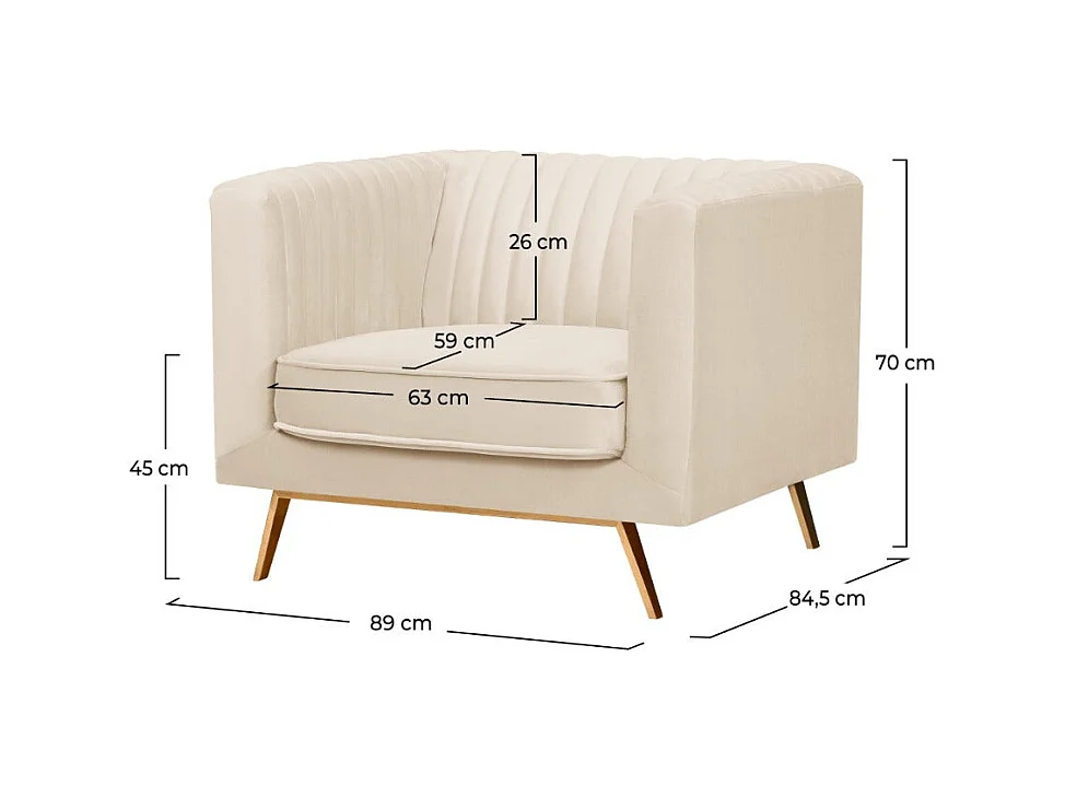 Fauteuil en velours beige - Gatsby