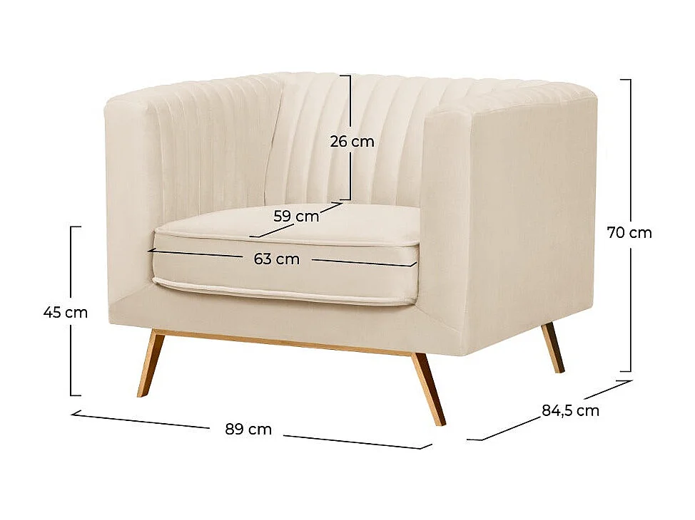 Fauteuil en velours beige - Gatsby